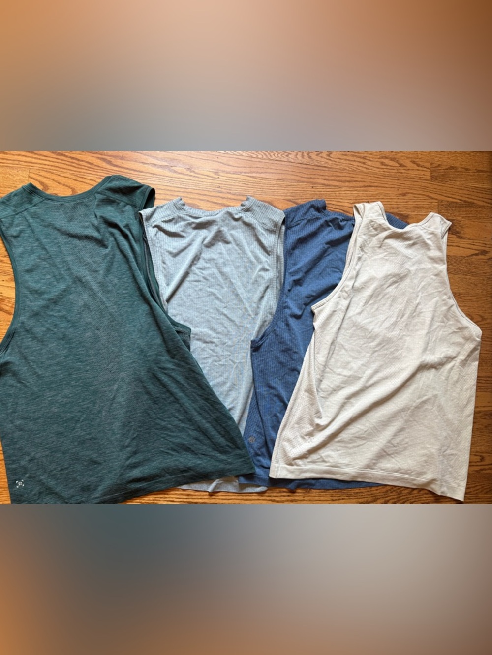 Athletic Tank Top Lot in Green, Light Gray, Navy, and grey